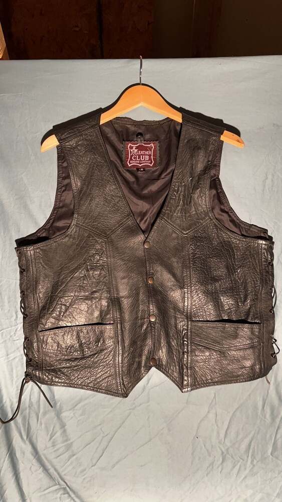 VTG Leather Club leather vest size 48